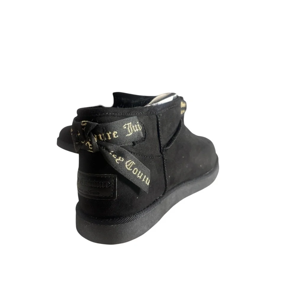Juicy Couture Olden Mini Platform Winter Booties Black Gold Bow Size 6 NWB‎ Y2K